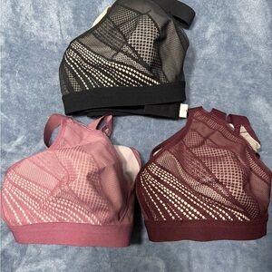 3 lululemon athletica Mesh Sports Bra Set - Black, Pink, Burgundy